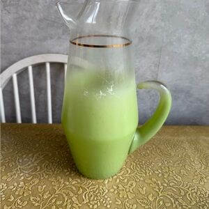 Vintage 1950 blendo green frosted glass pitcher